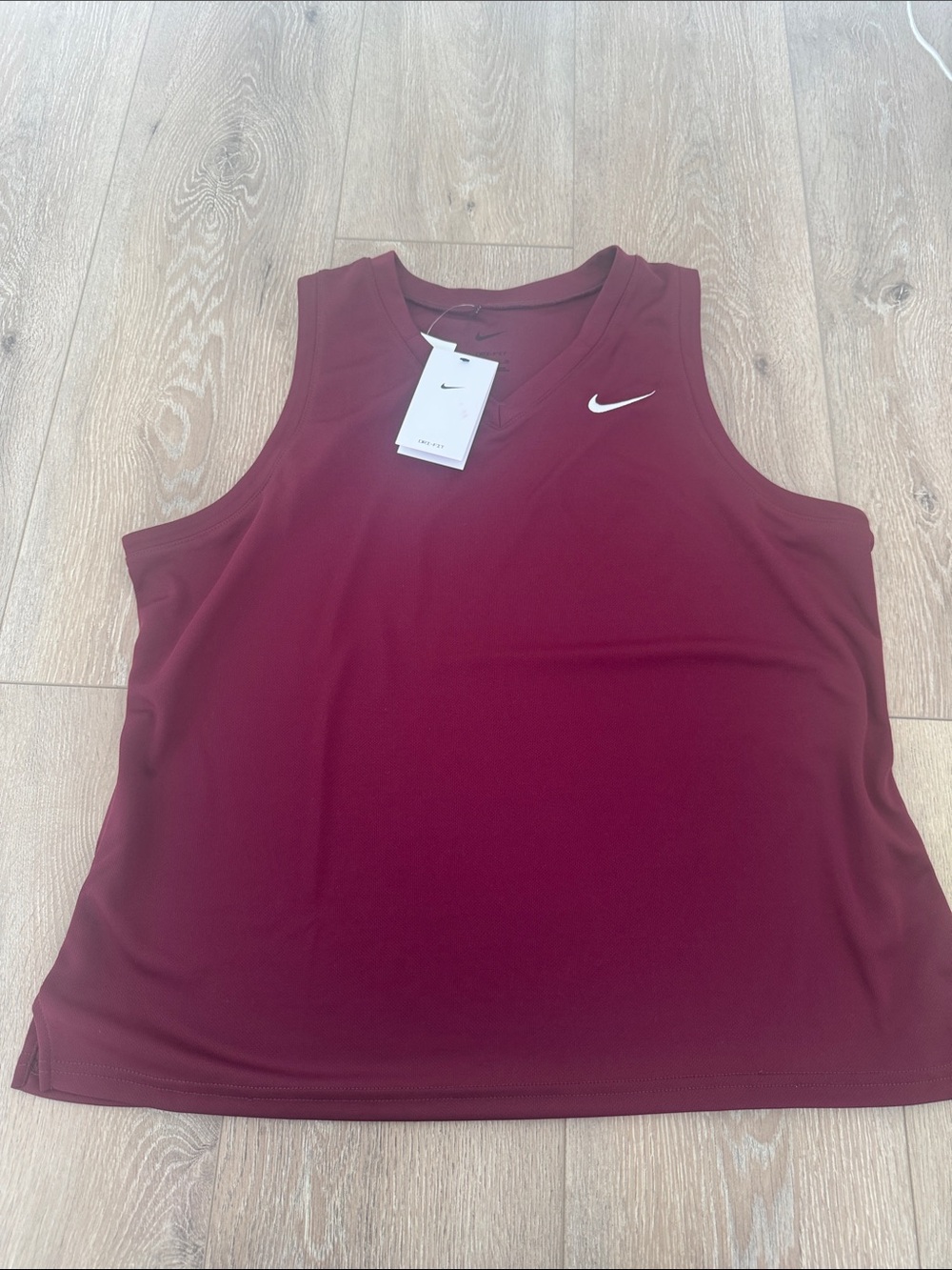 Nike Women’s Burgundy V-Neck Athletic Tank with White Swoosh / Lacrosse🥍